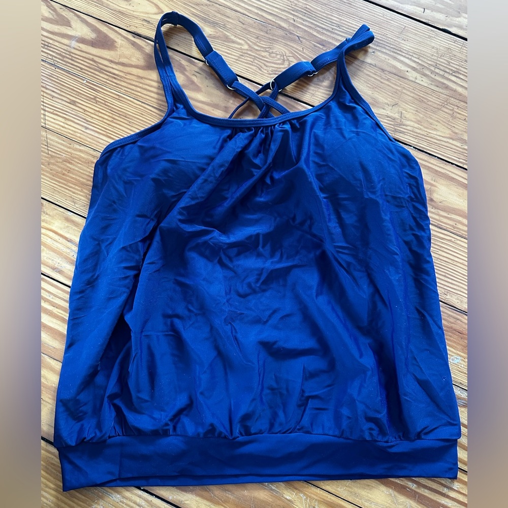 Women's Blue Crisscross strap Tankini Top